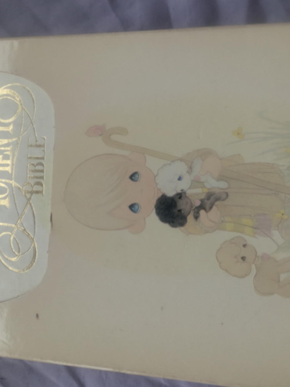 Precious Moments Cream Pastel Children's Bible with Shepherd Illustration